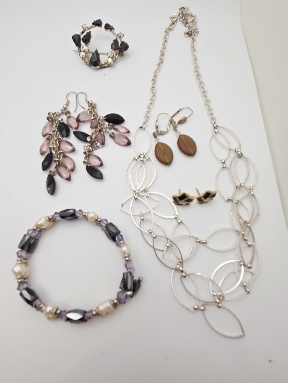 AvonMixed Women Jewelry Set with Purple and Black Accents Necklace Jewelry Lot